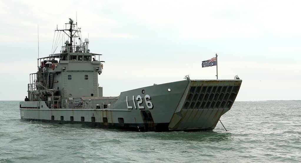 May 16, 2012: still beautiful at 40, LCH HMAS BALIKPAPAN off Darwin's Dundee Beach - ABIS James Whittle.