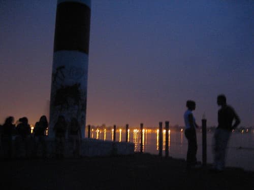 at the pier