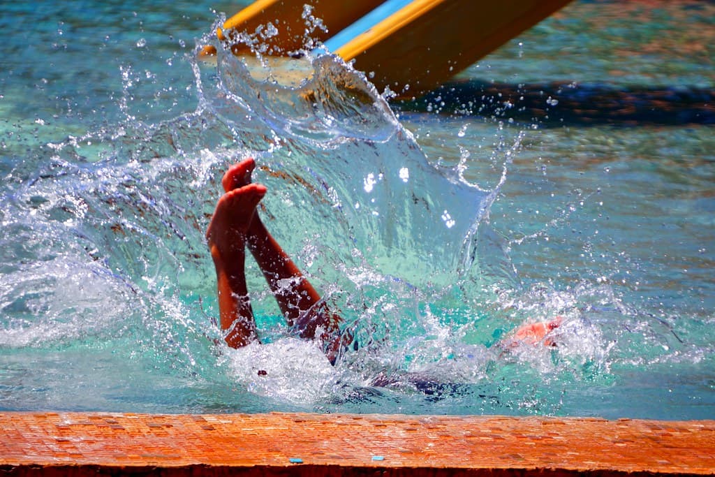 Jumping into the water