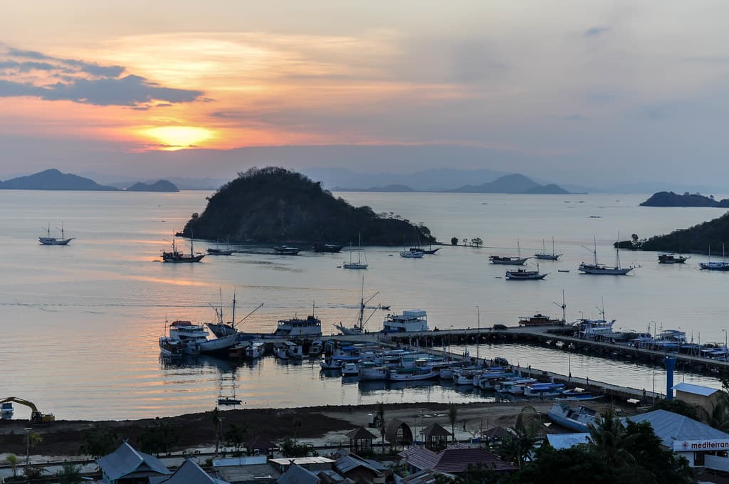 Labuan Bajo pier at sunset