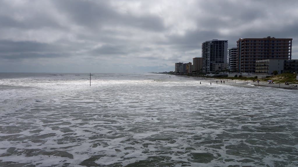 Daytona Beach captured from the Sunglow Pier while Hurricane Joaquin was lurking offshore.
