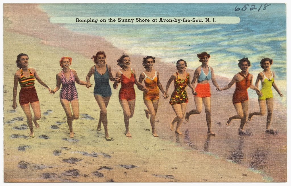 Romping on the sunny shore at Avon-by-the-Sea, N. J.