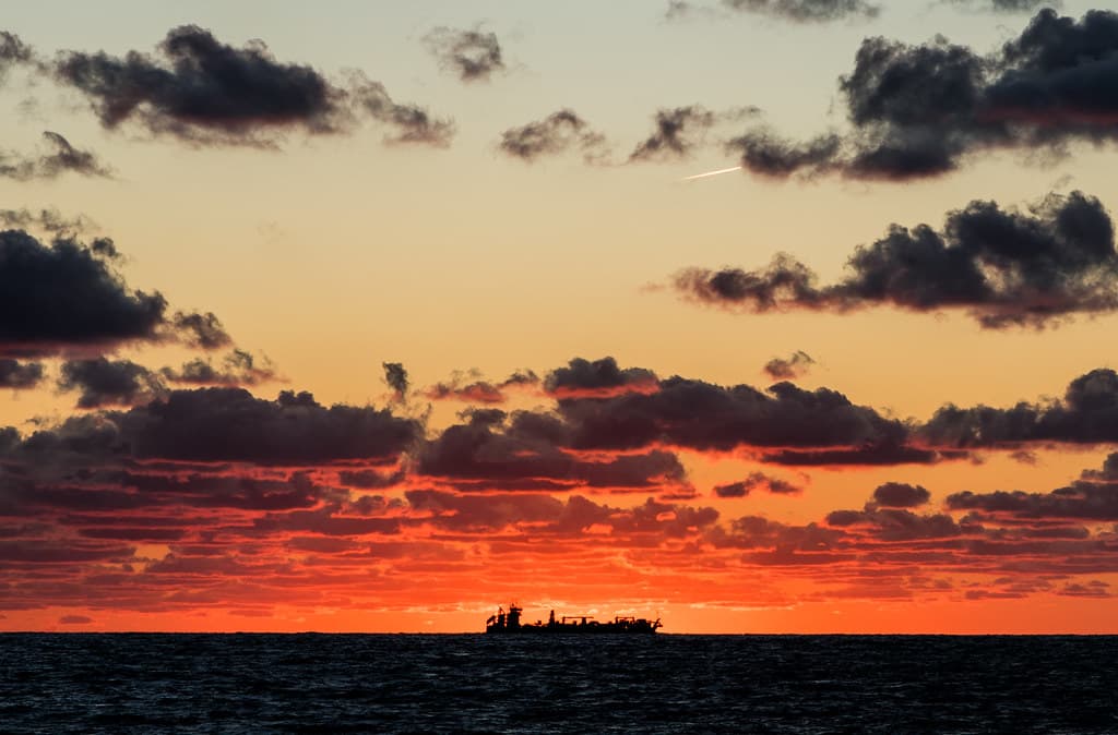 ship at sunrise