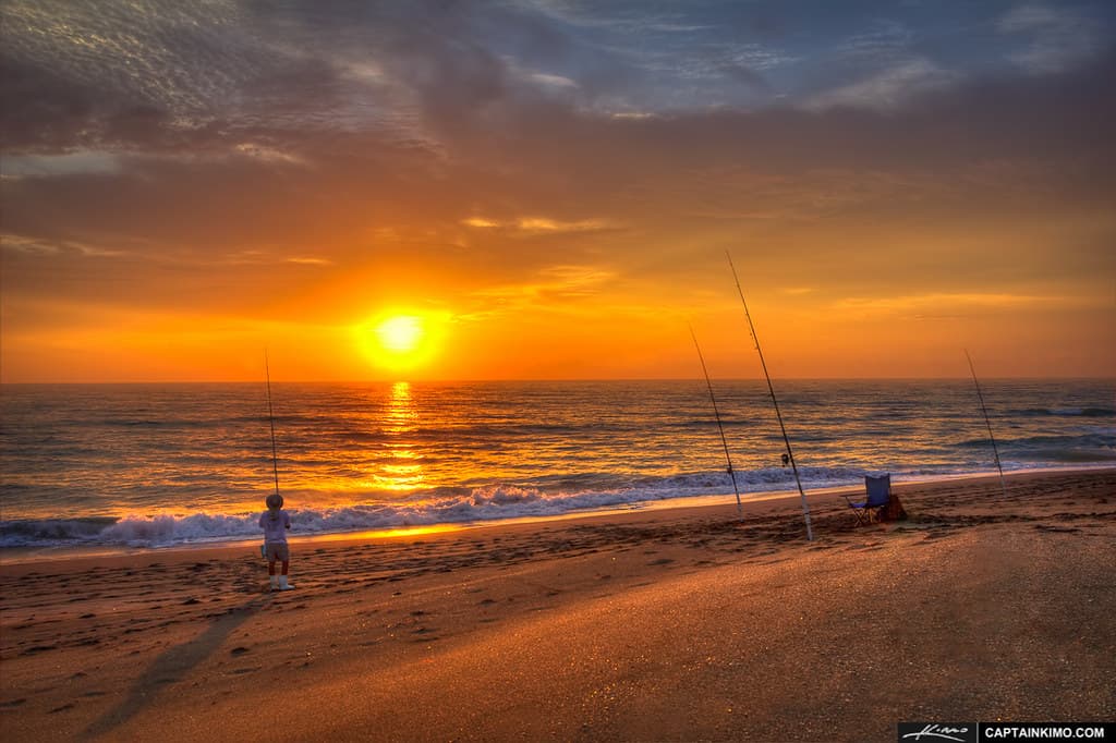 Beach-Fishing-at-Hobe-Sound-Florida-During-Sunrise