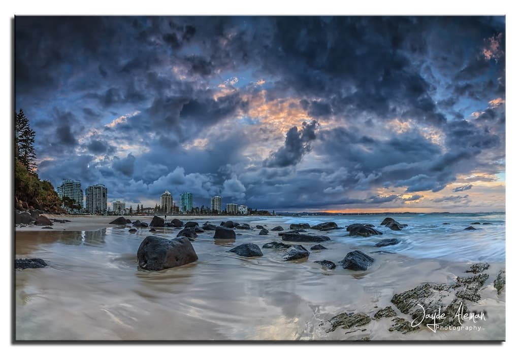 greenmount/coolangatta beach sunset panorama