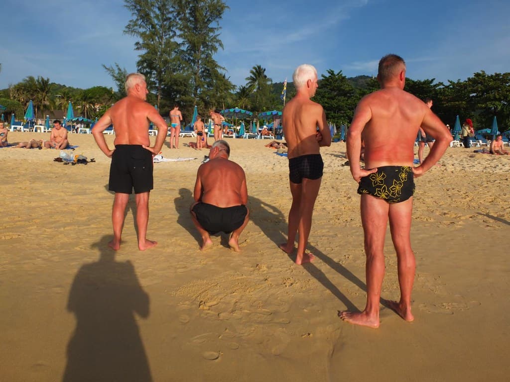 Four sunlovers, my shadow.