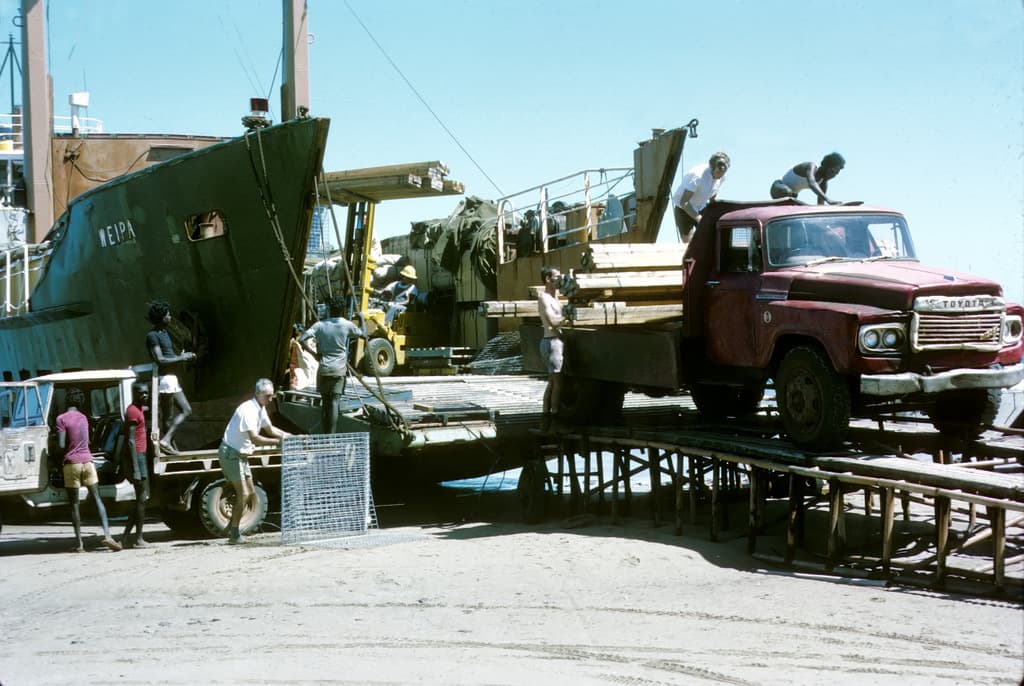 Unloading the supplies, Galiwin'ku 1972