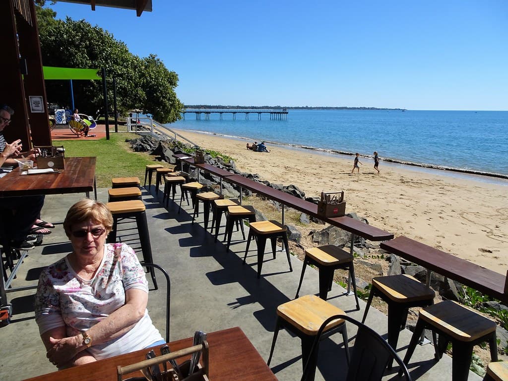 Hervey Bay. Enzos cafe on the beach at Torquay.