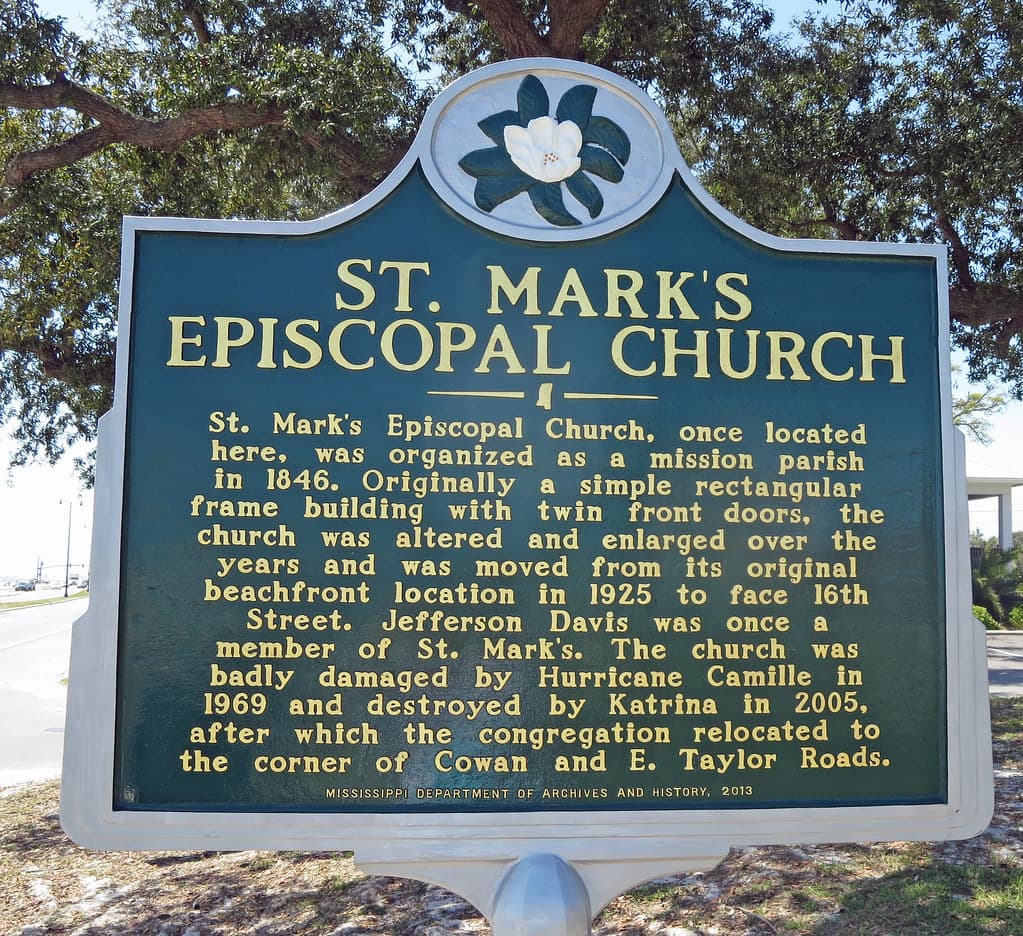 St. Mark's Episcopal Church plaque, Mississippi, Gulfport