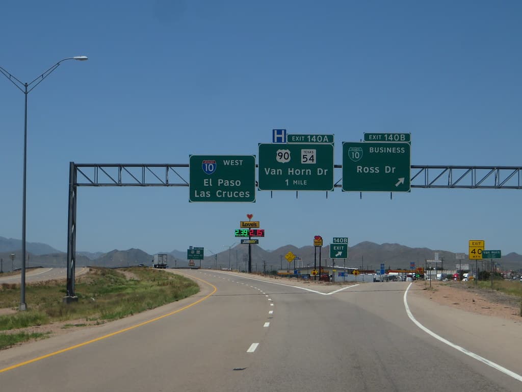 Junction of Interstate 10 and U.S. Highway 90, Van Horn, Texas