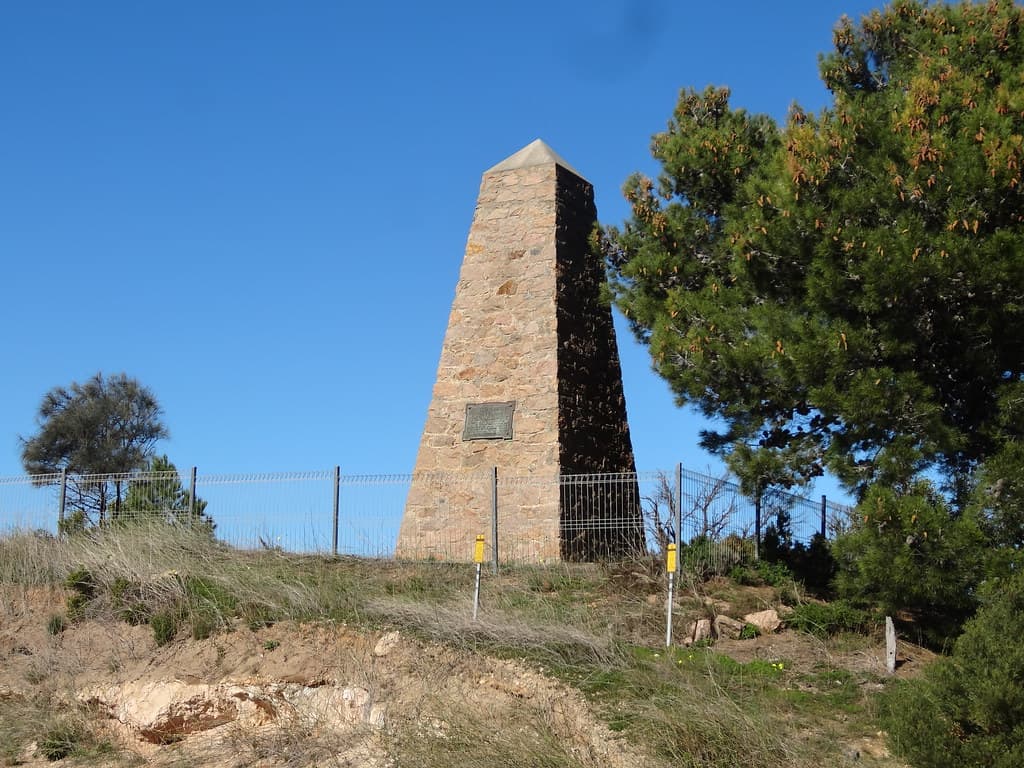 Hindmarsh Island. Along Randell Road is this monument erected on the centennary of Charle Sturts epic trip down the Murray River to the mouth. Erected 1930. A memorial to Collet Barker too.