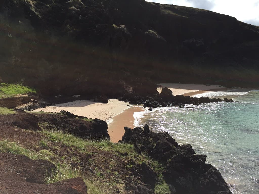 Ovahe Beach (Hidden Gem), the Ma'uŋa Puha Volcano, the North Coast, Rapa Nui (Easter Island), Chile, Oceania.